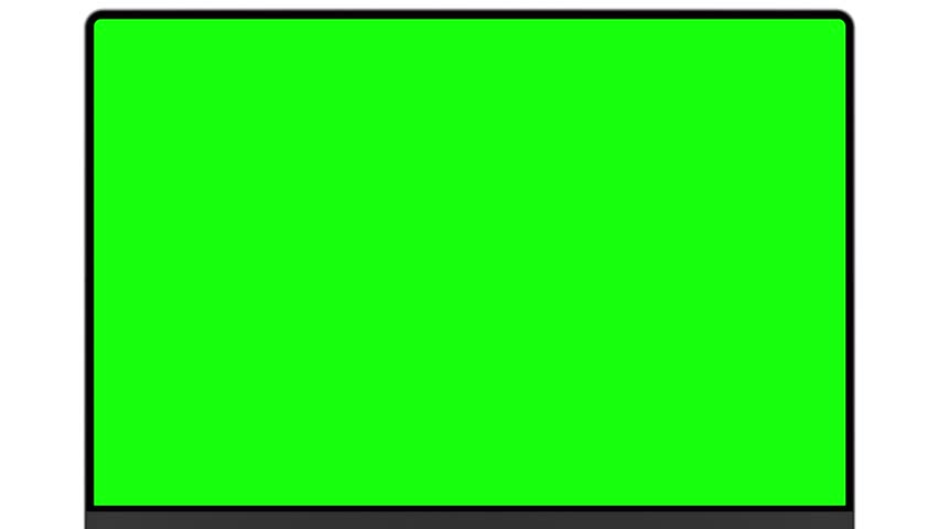 Laptop with a frameless screen - smooth camera transition from the computer. The video includes a green screen, a luma matte mask, and a screen tracking layer. 60fps 4K UHD video.