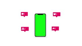 Flying levitating devices handphone with love, like, new follower social media counting. mockup animation gadget isolated on green screen - Powered by Shutterstock - Get 15% off with code: PIKWIZARD15
