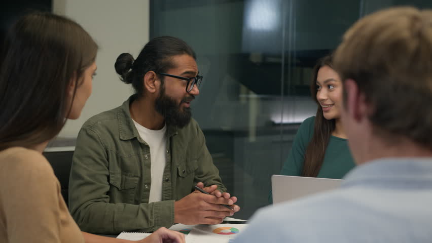 Leader businessman coach talk to team employees discuss ideas corporate strategy business training on office conference diverse women men group of managers clients applauding successful presentation - Powered by Shutterstock - Get 15% off with code: PIKWIZARD15