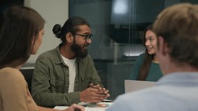 Leader businessman coach talk to team employees discuss ideas corporate strategy business training on office conference diverse women men group of managers clients applauding successful presentation - Powered by Shutterstock - Get 15% off with code: PIKWIZARD15