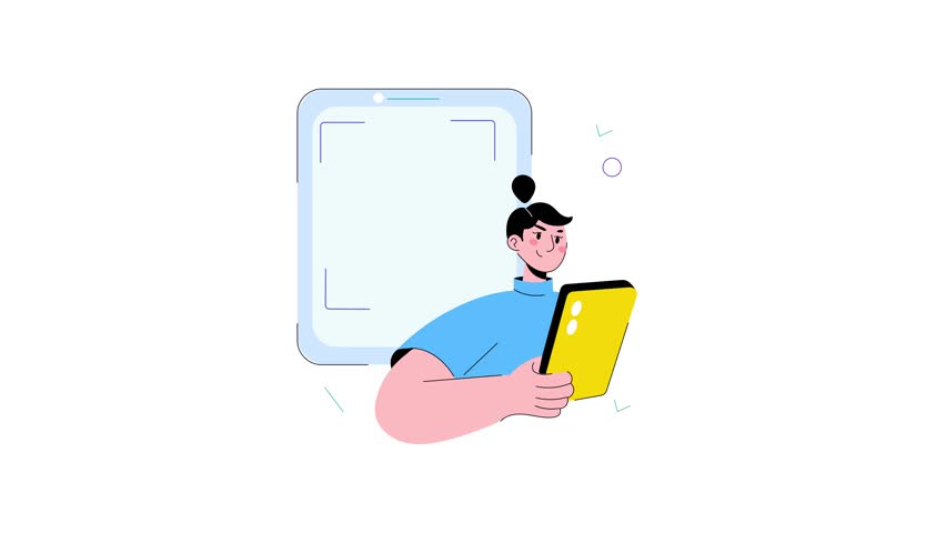 Editable animated doodle mini illustration depicting face recognition 