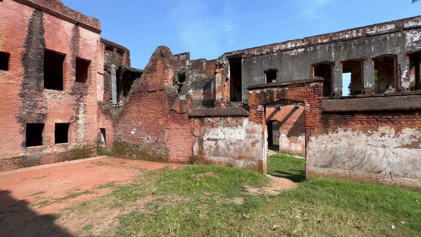 Pan left view of ruins in Panam City. Sonargon, Bangladesh.