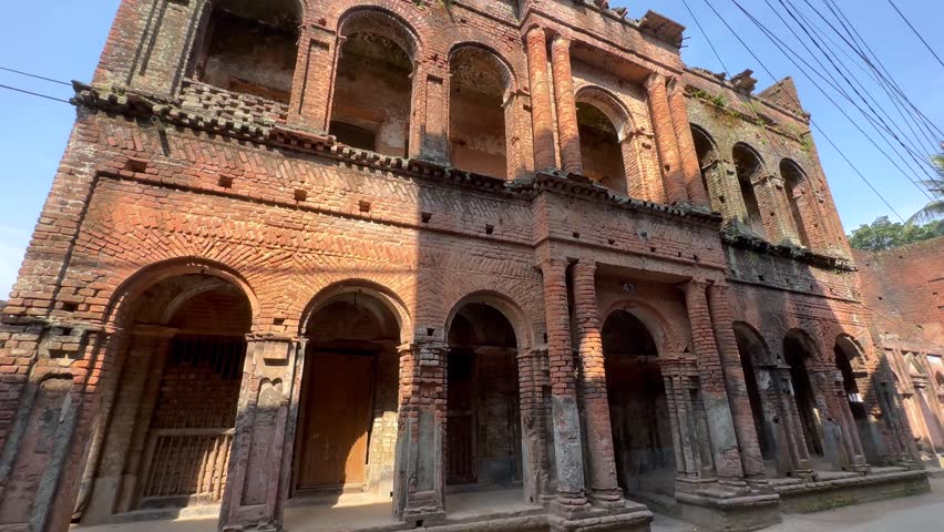 Tilt up view of ruins in Panam City. Sonargon, Bangladesh.