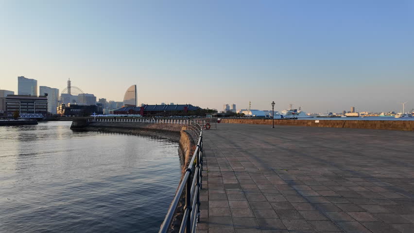 Dusk at the Zonohana breakwater at the Port of Yokohama, Kanagawa Prefecture, Japan.