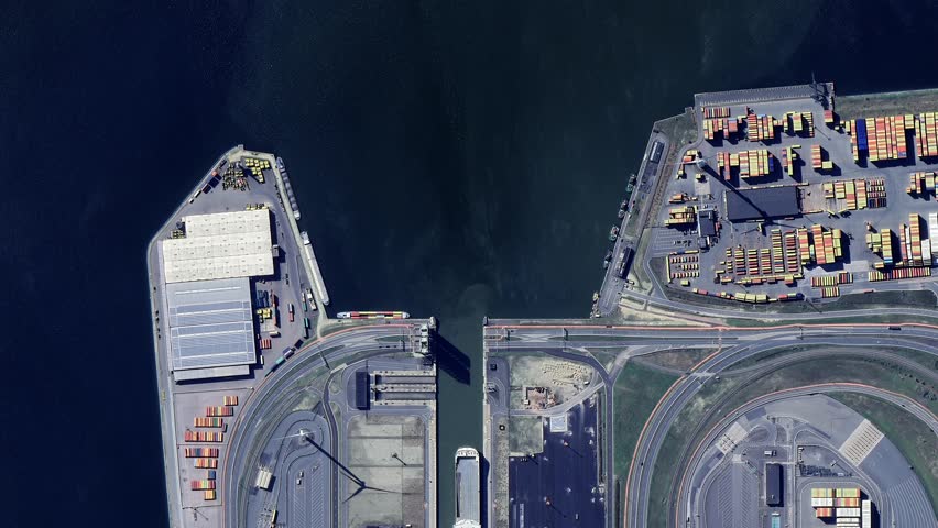 Antwerp (Anvers, Antwerpen) Port (Harbour) Shipping Ships and Containers Drone Aerial View. The Port of Antwerp is the second largest container port in the world