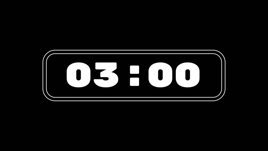 3 minute timer countdown animation. Animated with a white progress bar on black background. 4K. Ideal for business, countdowns, and events.