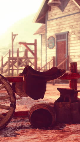 An old American western style town