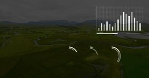 Animation of data processing over landscape. Global technology, computing and digital interface concept digitally generated video. - Powered by Shutterstock - Get 15% off with code: PIKWIZARD15