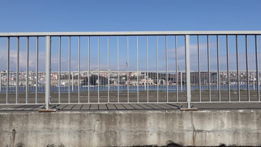Istanbul, Turkey The modern tram line along the Golden Horn through the Balat district. 