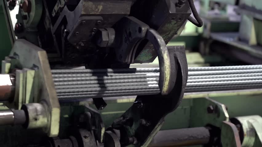 Production line construction steel are tied together. Production of reinforced concrete.