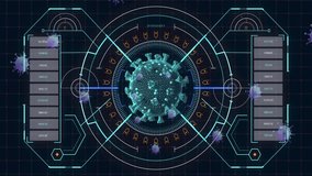 Animation of virus cells and scope scanning on black background. Pandemic and digital interface concept digitally generated video. - Powered by Shutterstock - Get 15% off with code: PIKWIZARD15