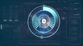 Animation of countdown and scope scanning over data processing and globe. Technology and digital interface concept digitally generated video. - Powered by Shutterstock - Get 15% off with code: PIKWIZARD15