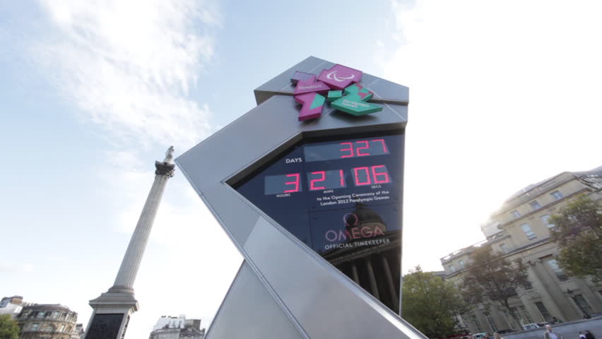 LONDON - OCTOBER 7, 2011: An Olympic countdown sign at Trafalgar Square 