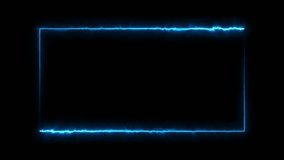 Neon light rectangle border frame and seamless loop animation.