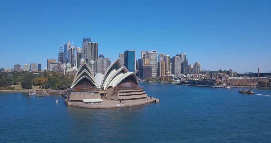 sydney opera house aerial shot over Stock Footage Video (100% Royalty ...