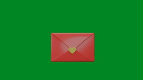 3D Animated Envelope or Letter Open With Paper Icon Green Screen 