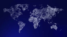 World map Hologram over blue background. Technologies and data worldwide concept. Dots connected with lines. VR continents - Powered by Shutterstock - Get 15% off with code: PIKWIZARD15