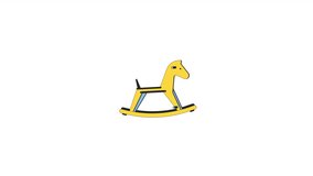 Saddle rocking horse wooden line 2D object animation. Kindergarten plaything for kids. Children development flat color cartoon 4K video, alpha channel. Childhood toy animated item on white background - Powered by Shutterstock - Get 15% off with code: PIKWIZARD15