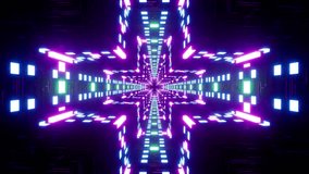 Pulsing Neon Lights in the Cross Shaped Tunnel - Powered by Shutterstock - Get 15% off with code: PIKWIZARD15