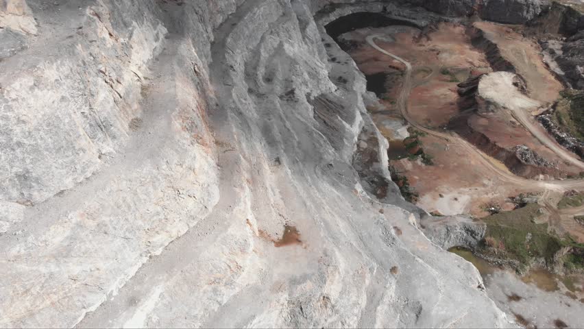 Orbit top down aerial view quarry steps