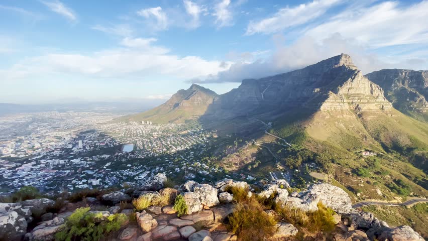 Cape Town City Bowl in South Africa with Table Mountain and Camps Bay View