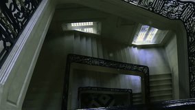 Old Staircase Interior with Natural Light Coming From the Windows. 4K Resolution. - Powered by Shutterstock - Get 15% off with code: PIKWIZARD15