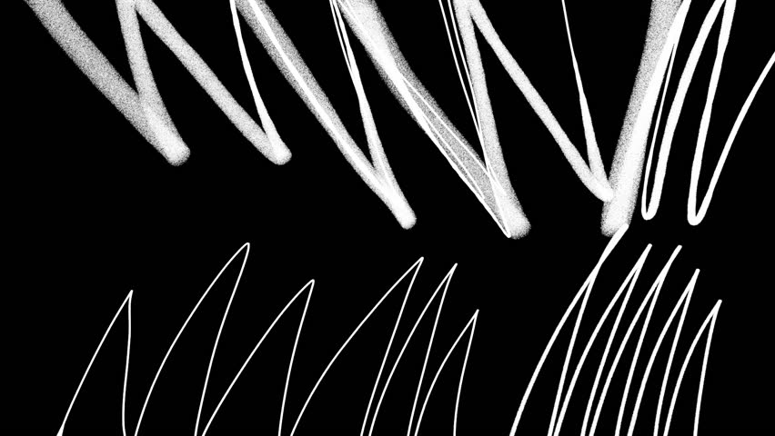 Monochromatic animation of white grunge pencil zig zag lines on black background. Low frame rate effect. Seamless loop. Royalty-Free Stock Footage #3465795567