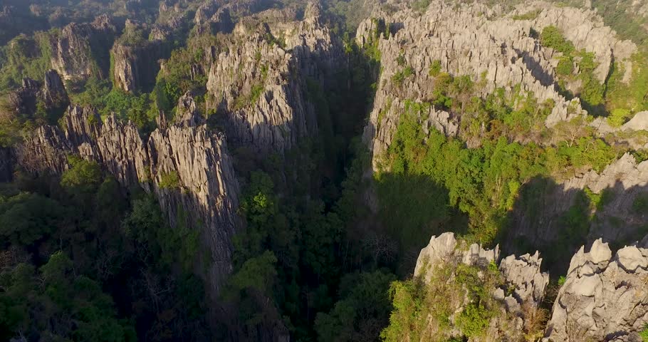Aerial view of limestone mountain at Noen Maprang of Phitsanulok, Thailand Royalty-Free Stock Footage #34657999