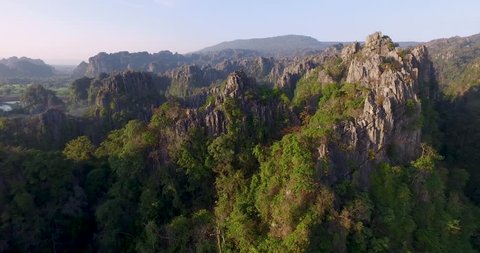 Aerial view of limestone mountain at Noen Maprang of Phitsanulok, Thailand