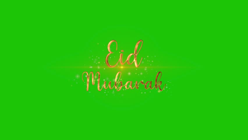 Eid Mubarak golden text animation in green screen background video. Eid Mubarak greeting wishes green background video. Islamic holy month ramadan kareem festival. Arabic typography. Golden text. Royalty-Free Stock Footage #3466031273