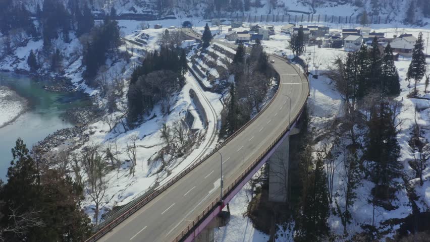 Drone photo: Road running beside the Chikuma River