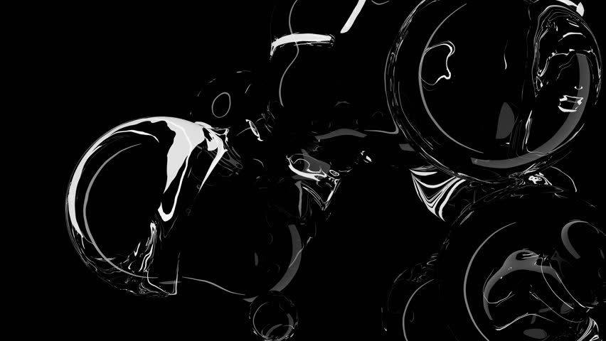 3D animation of abstract smooth volume object with glassy liquid material. Abstract morph liquid form on black background. 4k seamless loop animated template