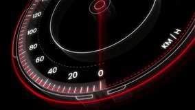 Animated car speedometer. Start Engine, Street Car Club, High RPM Tachometer. arrow showing fast increasing rotation speed of the engine. Car speedometer animation - Powered by Shutterstock - Get 15% off with code: PIKWIZARD15