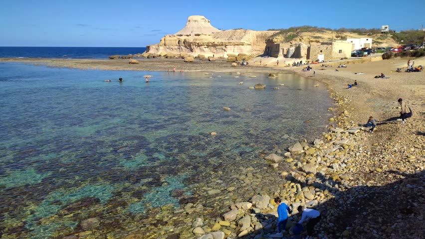 Salt pans at qbajjar, near marsalforn, gozo, malta, mediterranean, europe