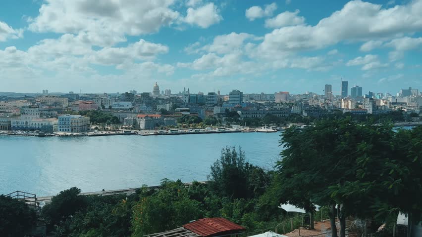 The famous building of the National Capitol. HAVANA - DECEMBER 20, 2023: The Old City of Havana with the Capitol in the distance. Wide view of El Capitolio from the observation deck