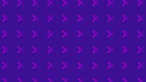 Animation video loop X icon moving on purple background 