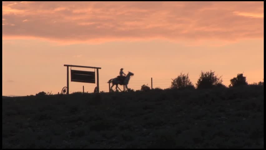 Cowgirl Riding Ridge With Beautiful Stock Footage Video 100 Royalty