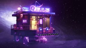 
Coffee shop in outer space. 3D animation. 3Ds Max. Neon lights video