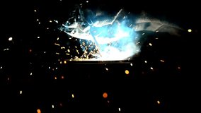 light bright sparkle when welding steel home and building construction industrial building concept videos