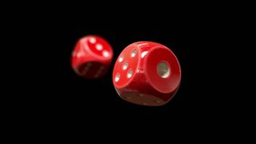 Dice. Seamless looping animation of two spinning red glossy plastic casino dice on a transparent background. - Powered by Shutterstock - Get 15% off with code: PIKWIZARD15