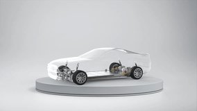 3d rendering ev car or electric vehicle with pack of battery cells module on platform video 4k - Powered by Shutterstock - Get 15% off with code: PIKWIZARD15