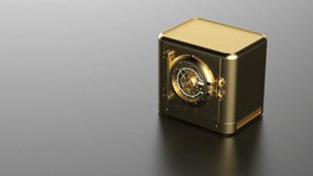 3d rendering golden bank safe or gold safe door opening video 4k