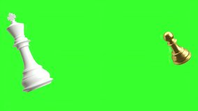 chess pawn destroying competitor white king pieces, chess pieces isolate on chroma key background. - Powered by Shutterstock - Get 15% off with code: PIKWIZARD15