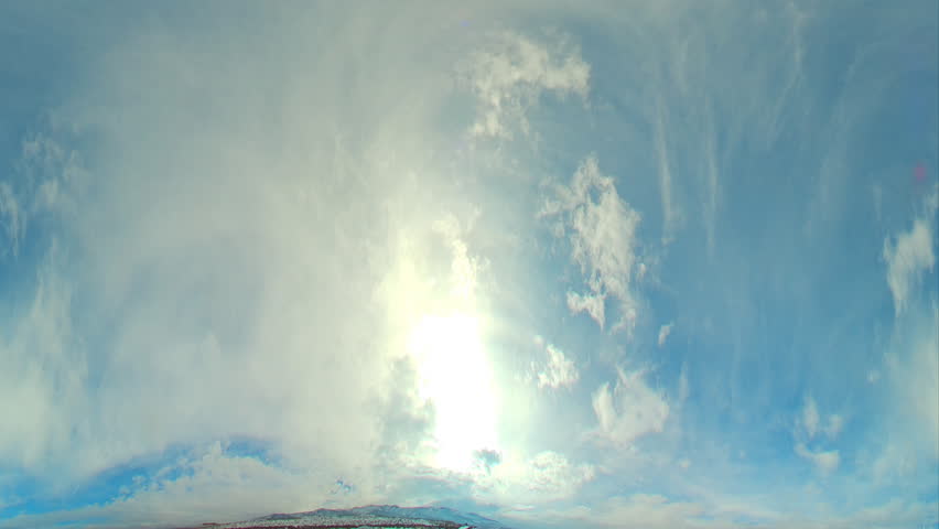 HD Timelapse of a landscape and cloudy sky shot through a fish eye lense.