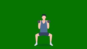 Cartoon exercise workouts top Resolution green screen animation 4k , The video element of on a green screen background, Ultra High Definition, 4k video, on a green screen background.
