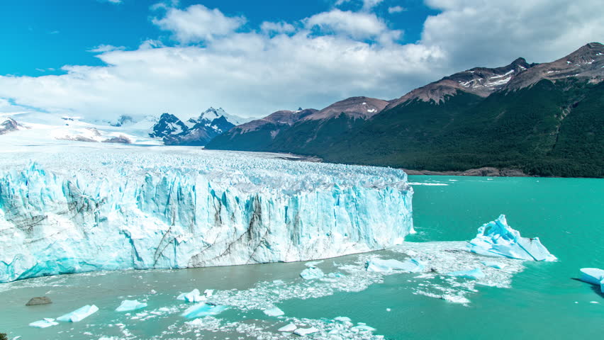Timelapse of Perito Moreno Glacier, located in Los Glaciares National Park in Patagonia, Argentina.