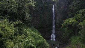 Aerial Video Of Waterfalls In Garut, West Java Indonesia