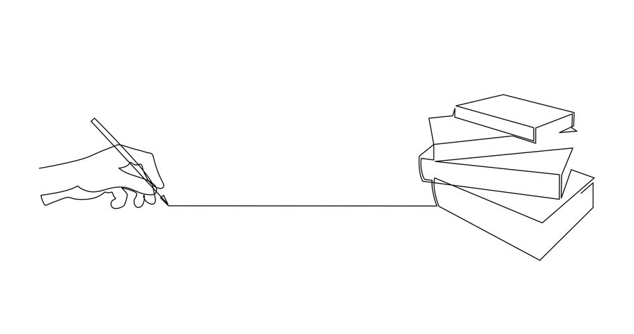 Hand writes book one line art animation,hand drawn notes in workbook,lesson summary continuous drawing contour motion.Minimalist design.Book writing video outline.4k self-drawing movie
