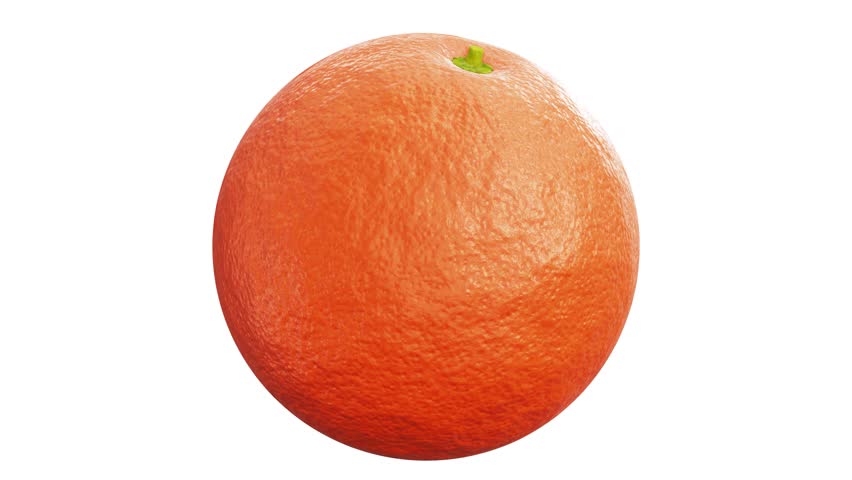 Realistic looping 3D animation of the spinning fresh ripe organic tangerine or mandarin orange rendered in UHD with alpha matte