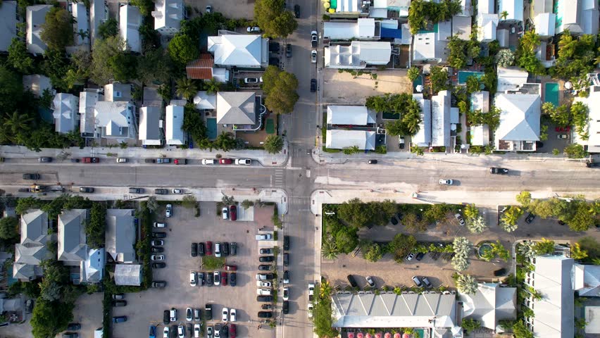 Beautiful aerial view of Key West, its magnificent beach and town in Florida USA